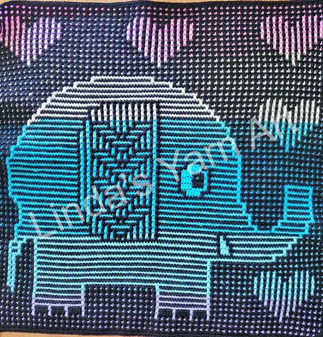 Mosaic Baby Elephant with Hearts