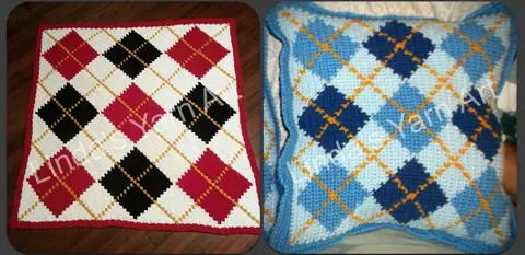 Argyle C2C Throw & Argyle SC Pillow Set